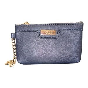 Dune London Navy Blue Leather Coin Purse with bag attachment chain. RR